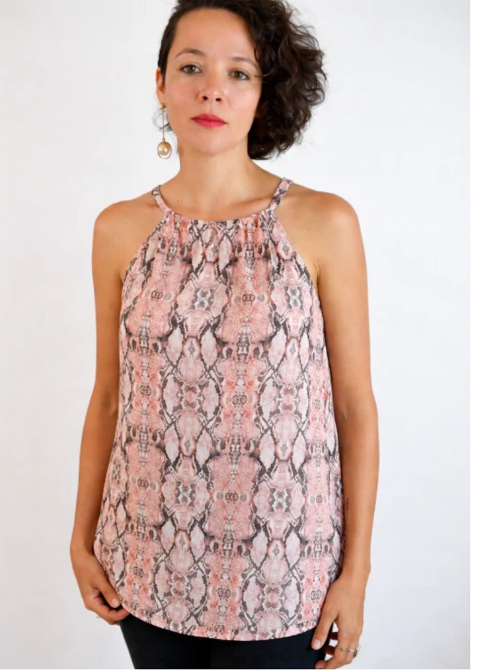 BIBI Snake Print Halter Swing Tank